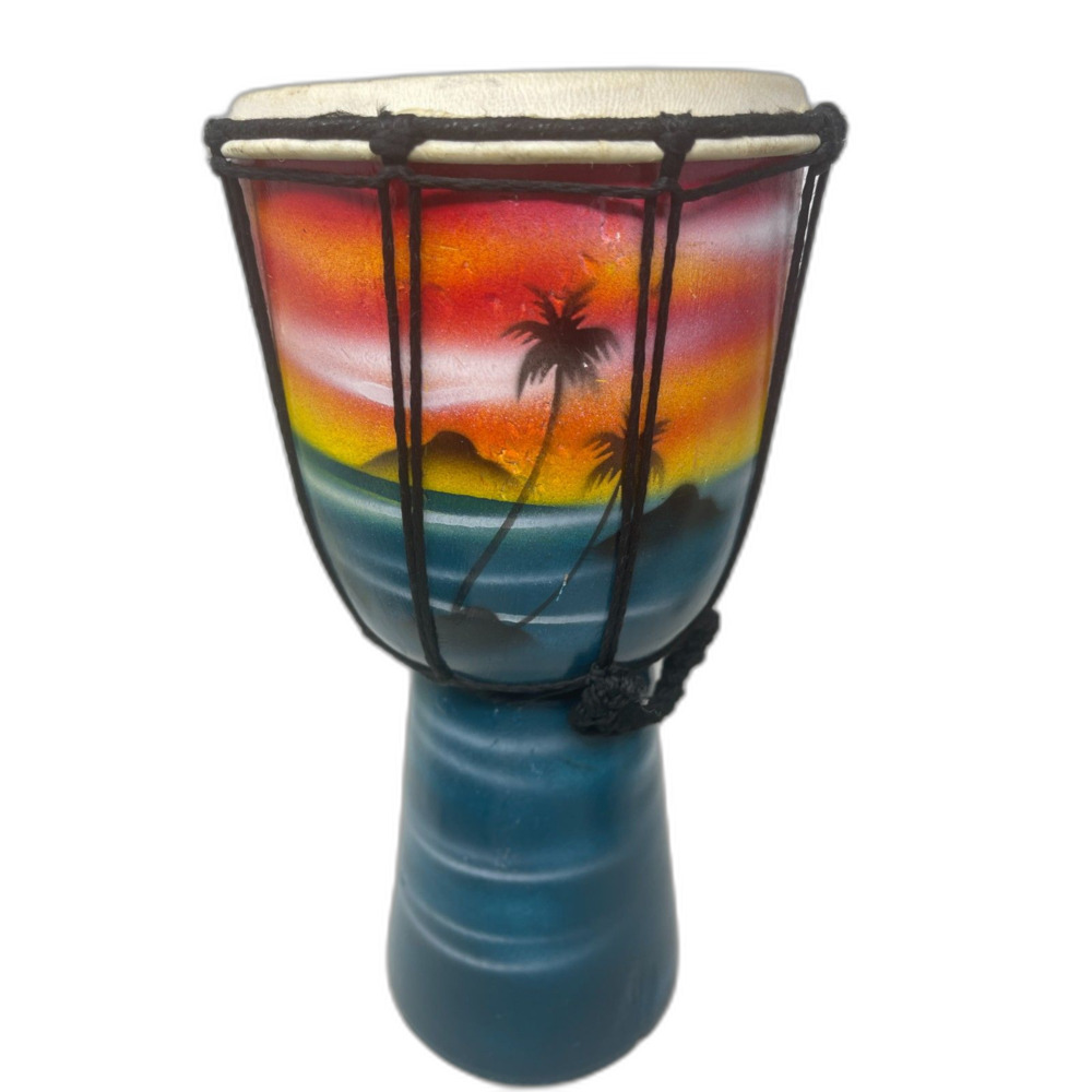Vintage St. Kitts, West Indies Djembe Colorful Dolphins Handmade Tiki, Bar *READ